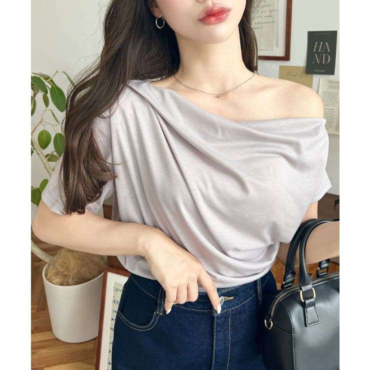 フレンチスリーブワンショルドレープカットソー | moment+ | 詳細画像11 