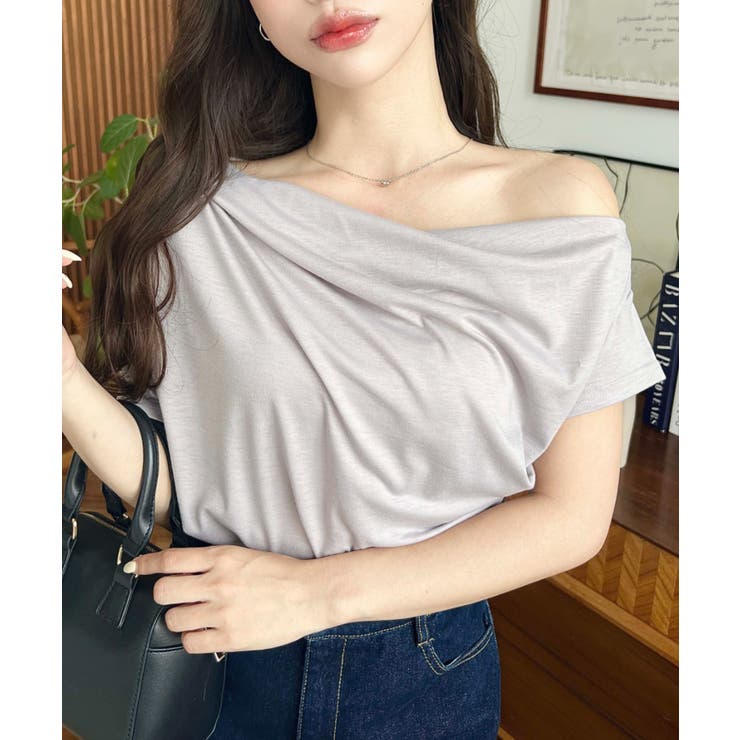 フレンチスリーブワンショルドレープカットソー | moment+ | 詳細画像12 