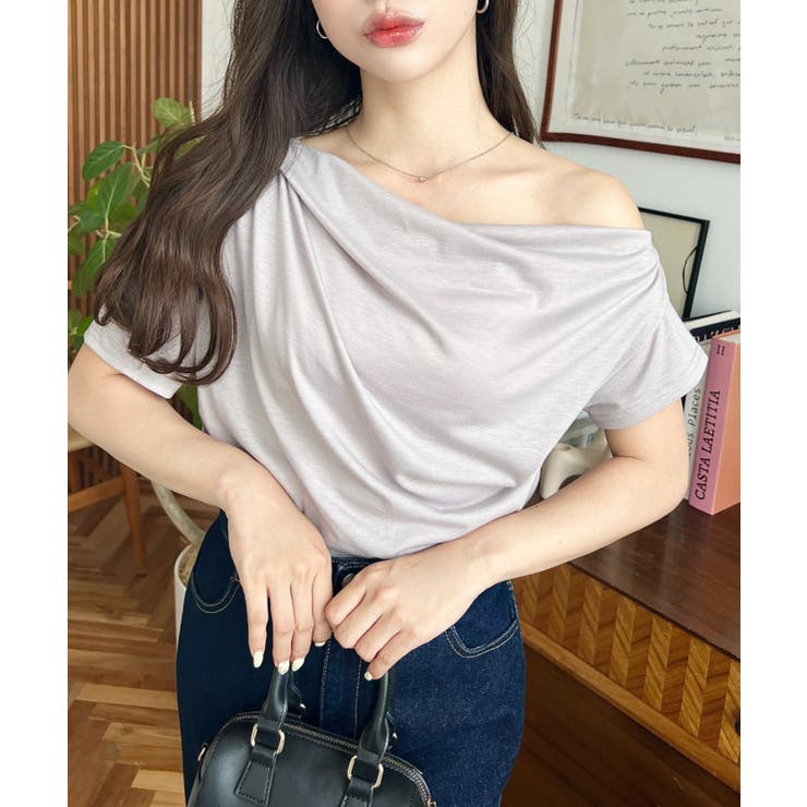 フレンチスリーブワンショルドレープカットソー | moment+ | 詳細画像13 