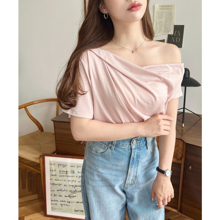 フレンチスリーブワンショルドレープカットソー | moment+ | 詳細画像23 