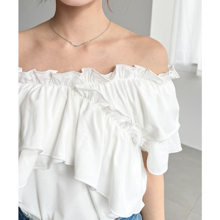 マルチウェイオフショルクロスフリルTシャツ | moment+ | 詳細画像12 