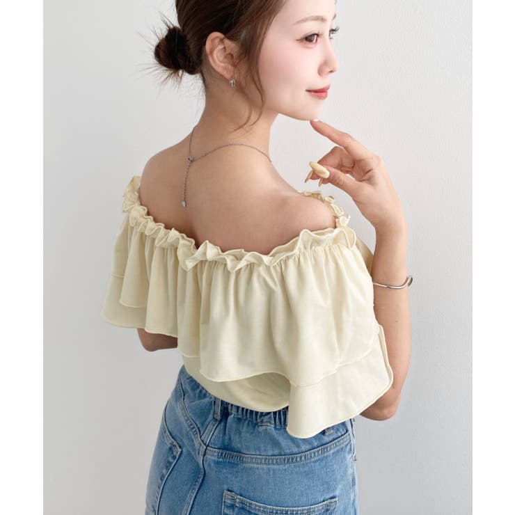 マルチウェイオフショルクロスフリルTシャツ | moment+ | 詳細画像16 