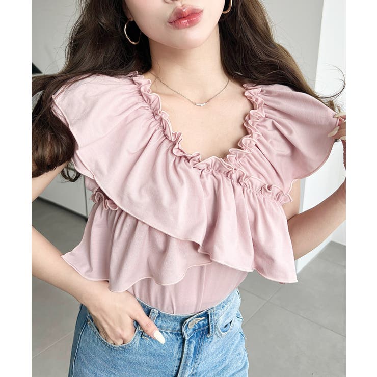 マルチウェイオフショルクロスフリルTシャツ | moment+ | 詳細画像24 