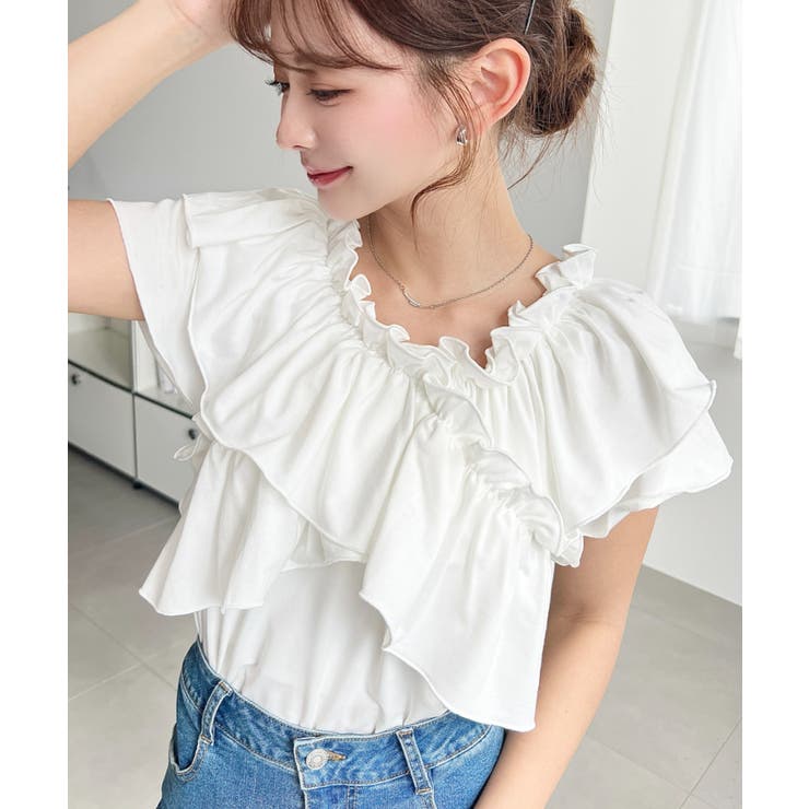 マルチウェイオフショルクロスフリルTシャツ | moment+ | 詳細画像3 