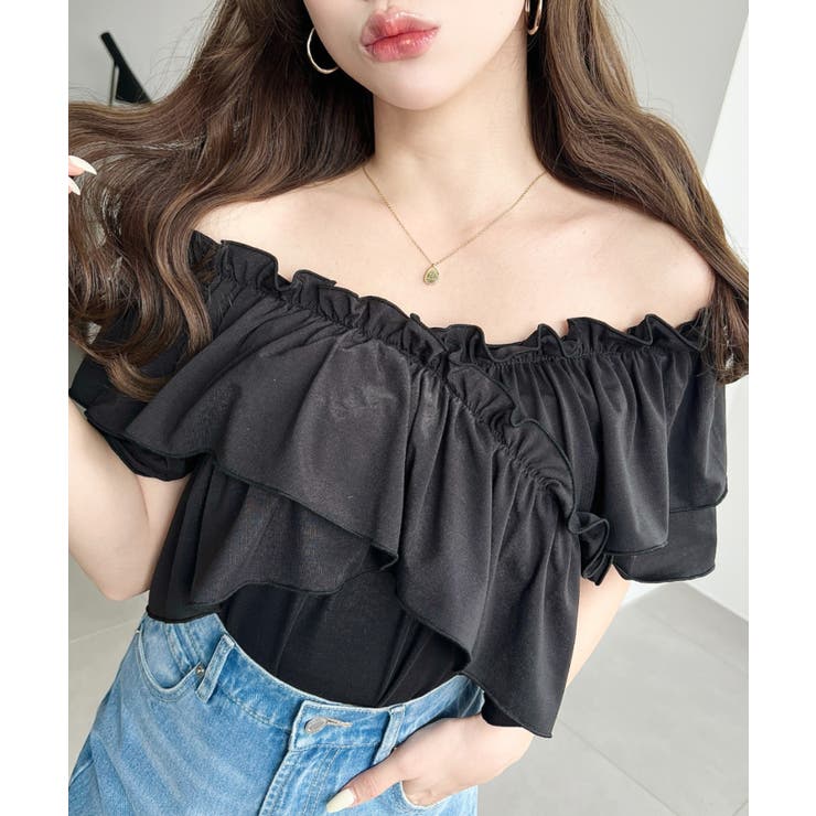 マルチウェイオフショルクロスフリルTシャツ | moment+ | 詳細画像32 