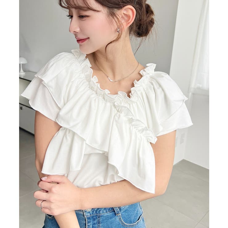 マルチウェイオフショルクロスフリルTシャツ | moment+ | 詳細画像5 