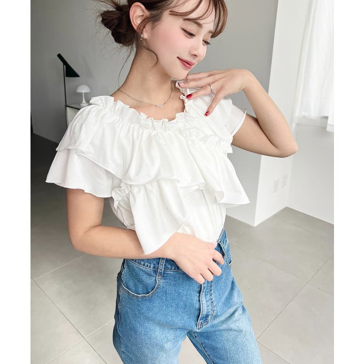 マルチウェイオフショルクロスフリルTシャツ | moment+ | 詳細画像6 