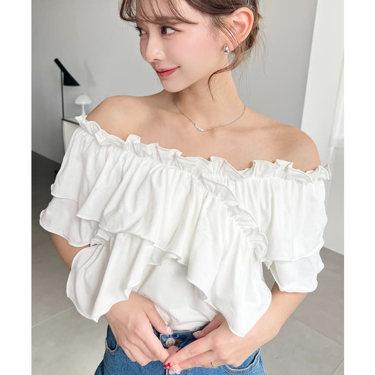 マルチウェイオフショルクロスフリルTシャツ | moment+ | 詳細画像7 