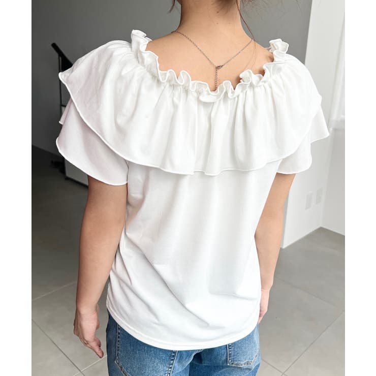 マルチウェイオフショルクロスフリルTシャツ | moment+ | 詳細画像9 
