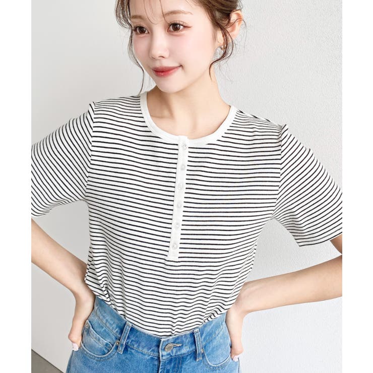 ＼カジュアルTの定番！／ヘンリーネックボーダー半袖Tシャツ | moment+ | 詳細画像15 