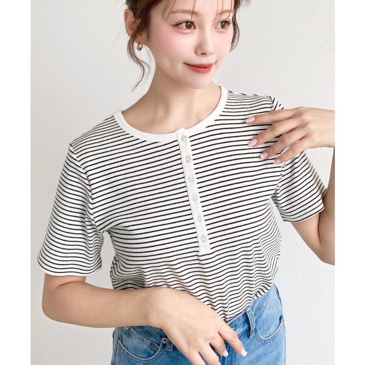 ＼カジュアルTの定番！／ヘンリーネックボーダー半袖Tシャツ | moment+ | 詳細画像16 