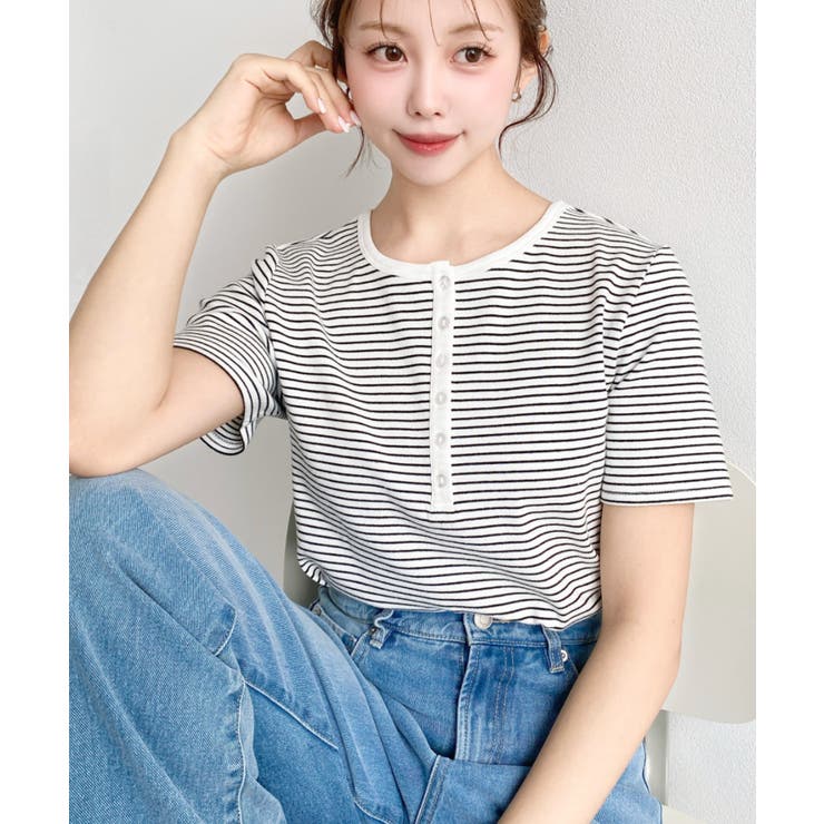 ＼カジュアルTの定番！／ヘンリーネックボーダー半袖Tシャツ | moment+ | 詳細画像19 