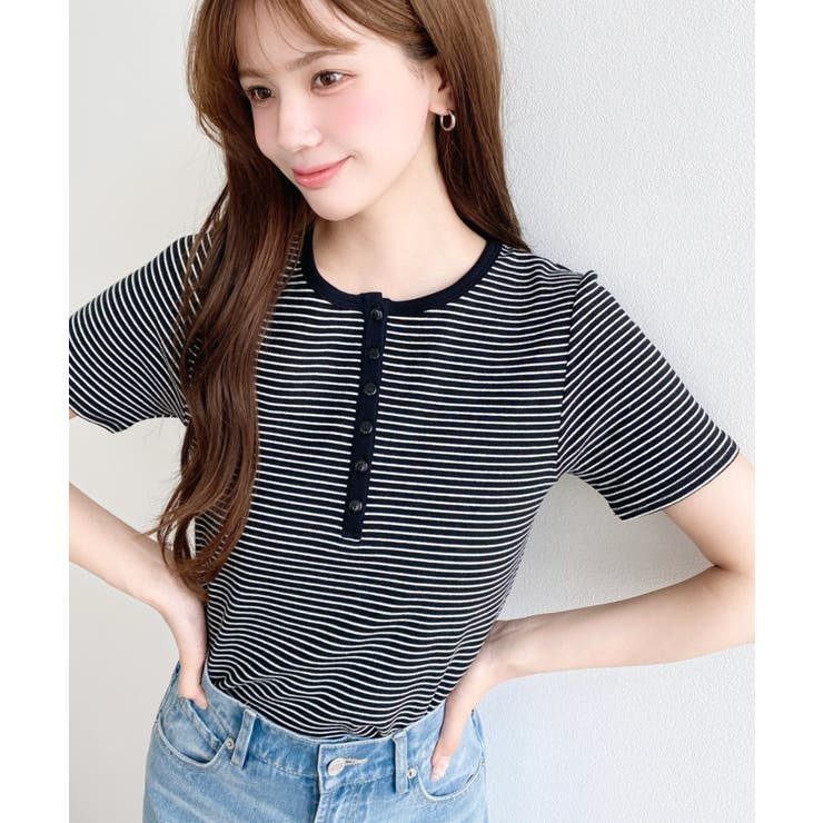 ＼カジュアルTの定番！／ヘンリーネックボーダー半袖Tシャツ | moment+ | 詳細画像22 