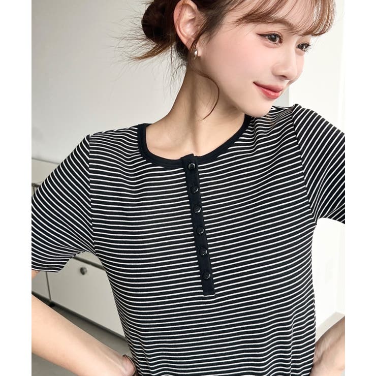 ＼カジュアルTの定番！／ヘンリーネックボーダー半袖Tシャツ | moment+ | 詳細画像28 
