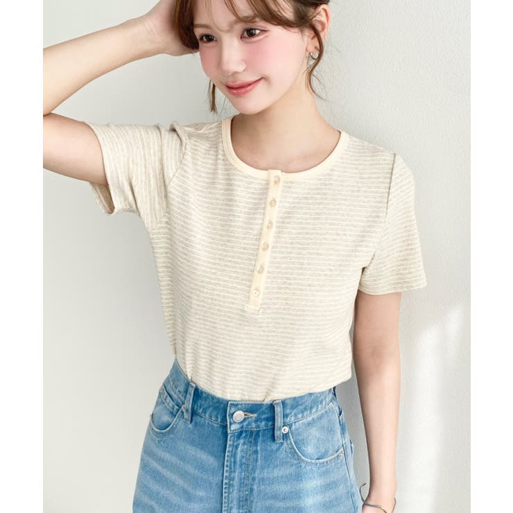 ＼カジュアルTの定番！／ヘンリーネックボーダー半袖Tシャツ | moment+ | 詳細画像33 