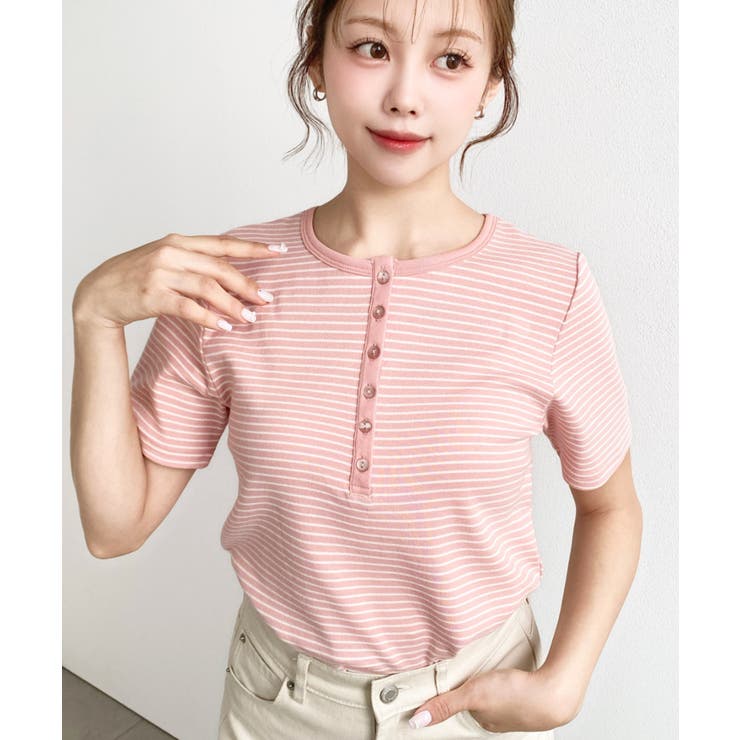 ＼カジュアルTの定番！／ヘンリーネックボーダー半袖Tシャツ | moment+ | 詳細画像56 