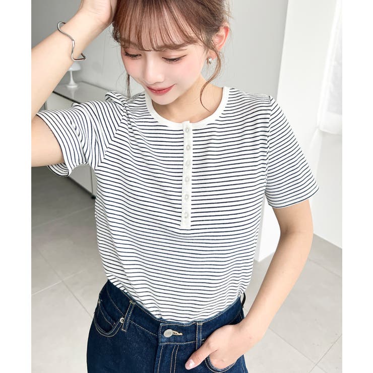 ＼カジュアルTの定番！／ヘンリーネックボーダー半袖Tシャツ | moment+ | 詳細画像9 