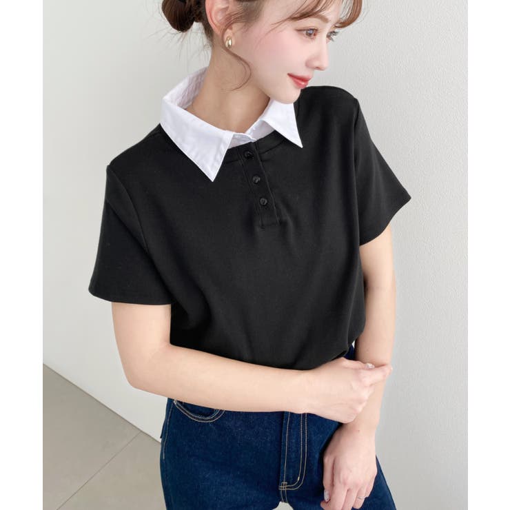 バイカラーデザイン半袖ポロカットソー | moment+ | 詳細画像17 