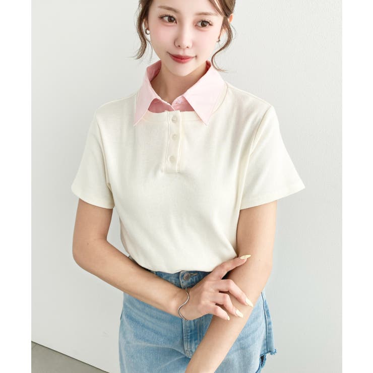 バイカラーデザイン半袖ポロカットソー | moment+ | 詳細画像20 