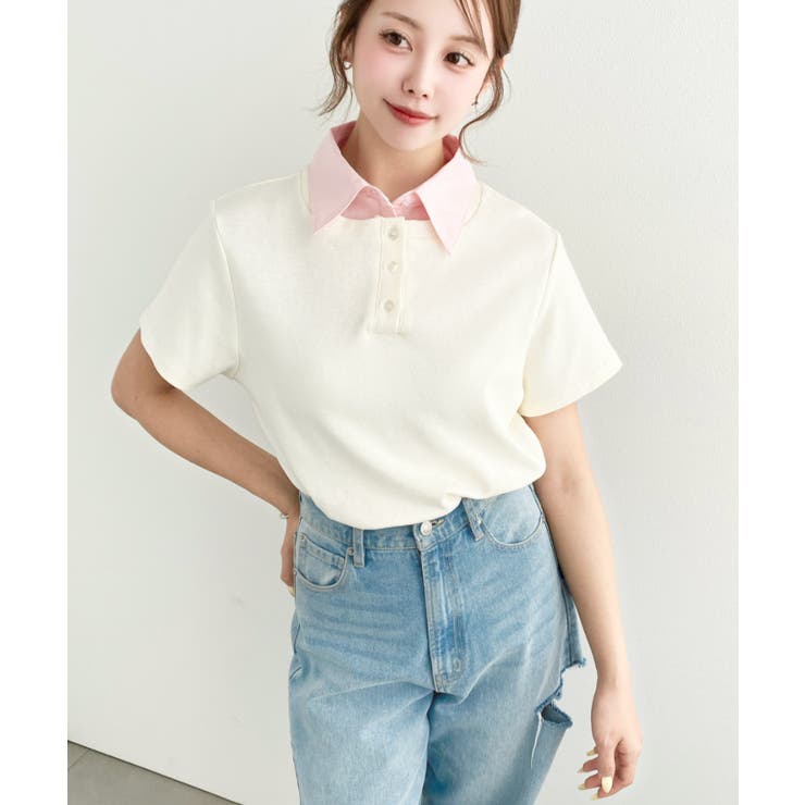 バイカラーデザイン半袖ポロカットソー | moment+ | 詳細画像21 