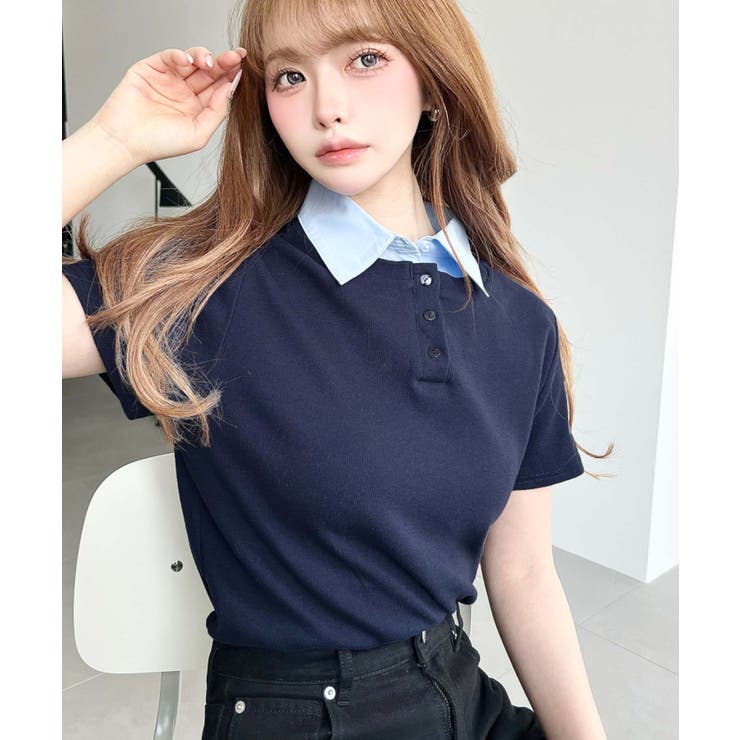 バイカラーデザイン半袖ポロカットソー | moment+ | 詳細画像22 