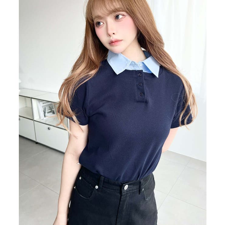 バイカラーデザイン半袖ポロカットソー | moment+ | 詳細画像23 