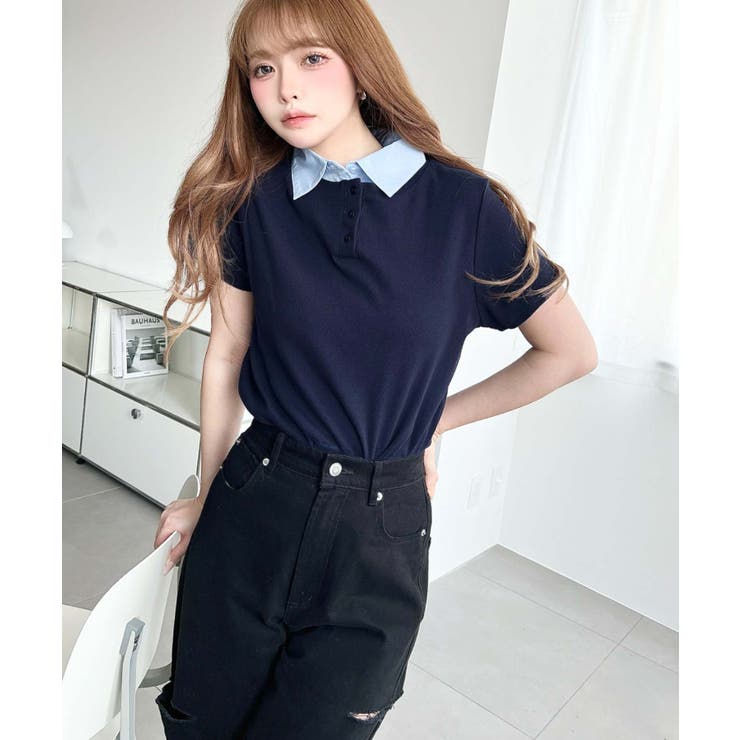 バイカラーデザイン半袖ポロカットソー | moment+ | 詳細画像24 