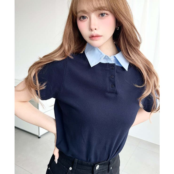 バイカラーデザイン半袖ポロカットソー | moment+ | 詳細画像25 