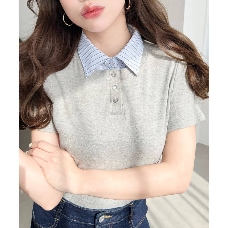 バイカラーデザイン半袖ポロカットソー | moment+ | 詳細画像26 