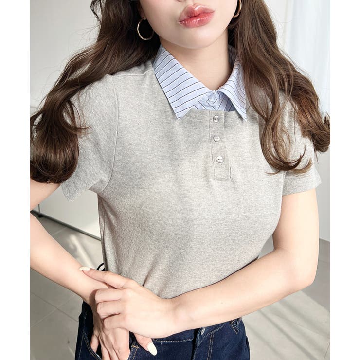 バイカラーデザイン半袖ポロカットソー | moment+ | 詳細画像30 