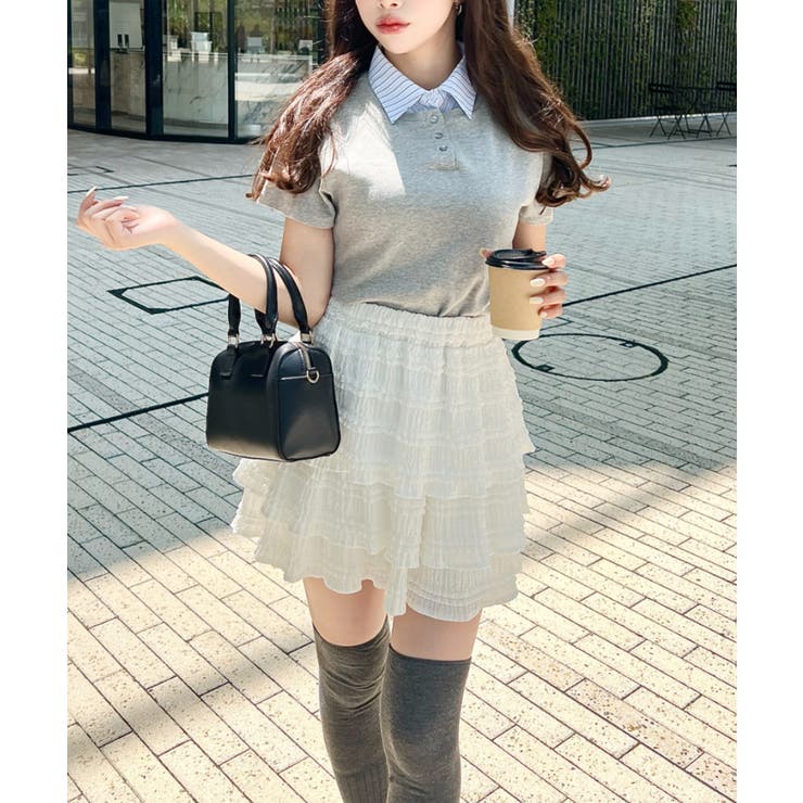 バイカラーデザイン半袖ポロカットソー | moment+ | 詳細画像32 