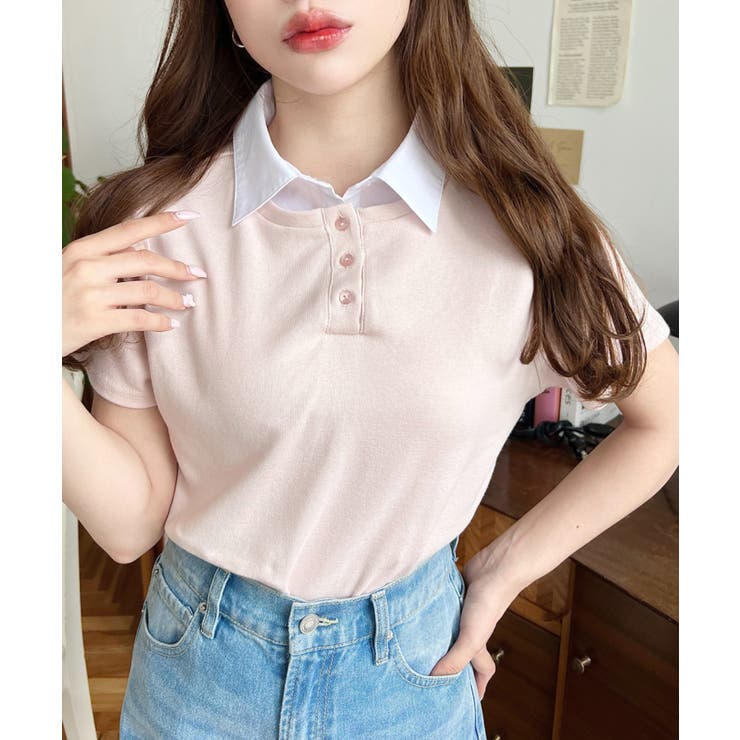 バイカラーデザイン半袖ポロカットソー | moment+ | 詳細画像35 