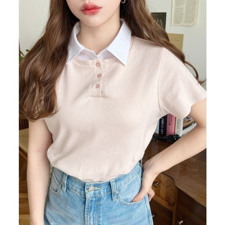 バイカラーデザイン半袖ポロカットソー | moment+ | 詳細画像37 