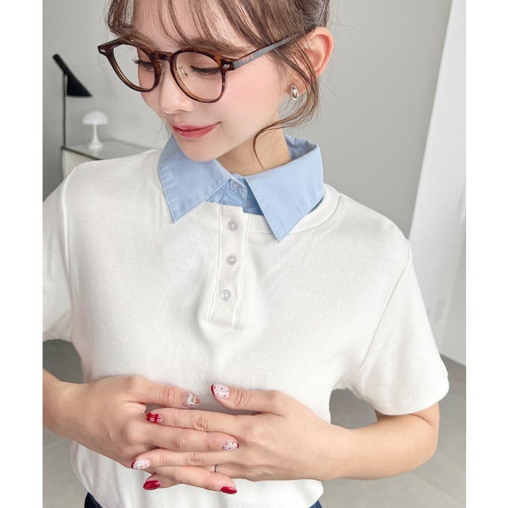 バイカラーデザイン半袖ポロカットソー | moment+ | 詳細画像5 