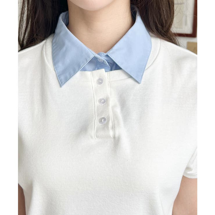 バイカラーデザイン半袖ポロカットソー | moment+ | 詳細画像8 