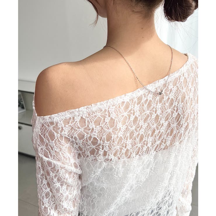 ワンショルドレープ長袖ストレッチレースプルオーバー(インナー別売り) | moment+ | 詳細画像13 