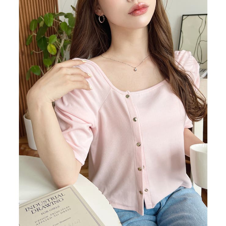 ピンク | アシメスクエアネックプルオーバー | moment+