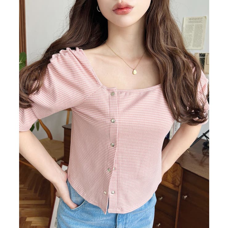 アシメスクエアネックボーダー半袖プルオーバー | moment+ | 詳細画像29 