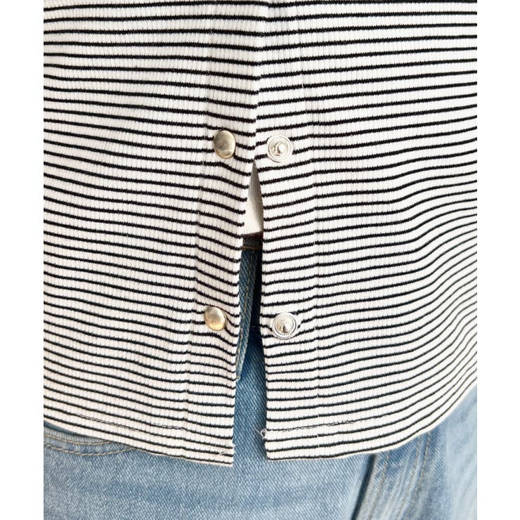 アシメスクエアネックボーダー半袖プルオーバー | moment+ | 詳細画像9 