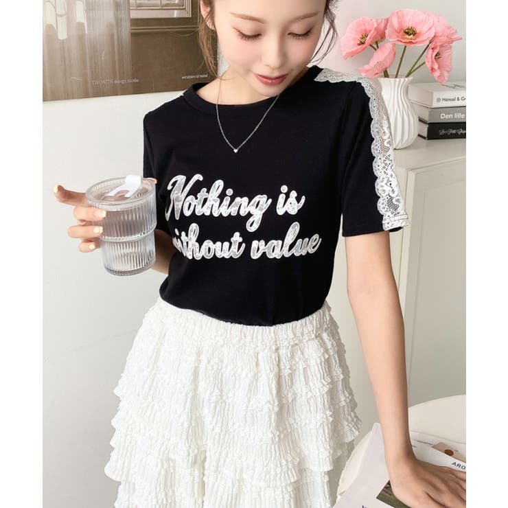 サイドレースロゴプリントTシャツ | moment+ | 詳細画像11 