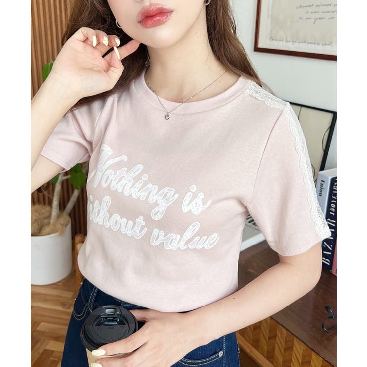 サイドレースロゴプリントTシャツ | moment+ | 詳細画像20 
