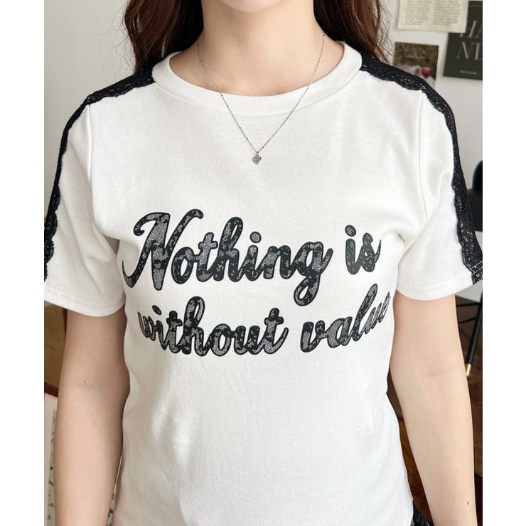 サイドレースロゴプリントTシャツ | moment+ | 詳細画像5 