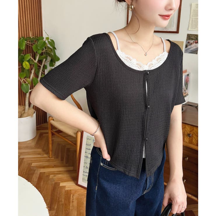 キャミレイヤード風半袖トップス | moment+ | 詳細画像17 