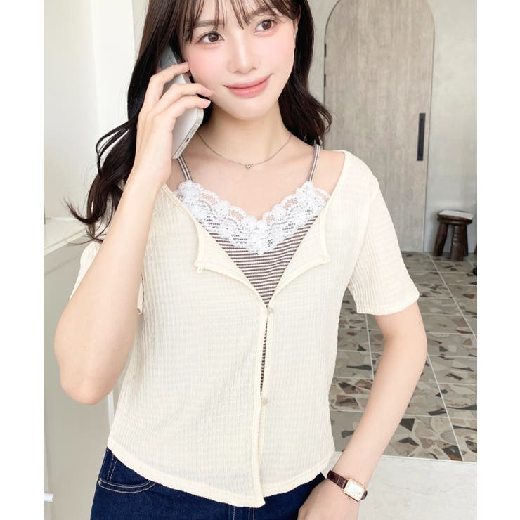 キャミレイヤード風半袖トップス | moment+ | 詳細画像21 