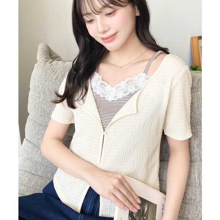 キャミレイヤード風半袖トップス | moment+ | 詳細画像24 