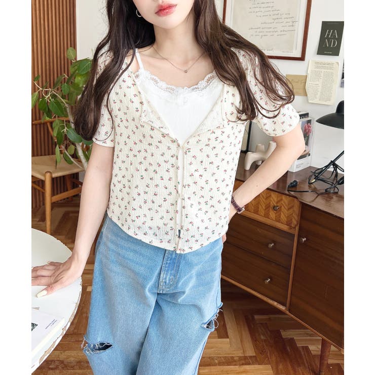 キャミレイヤード風半袖トップス | moment+ | 詳細画像28 