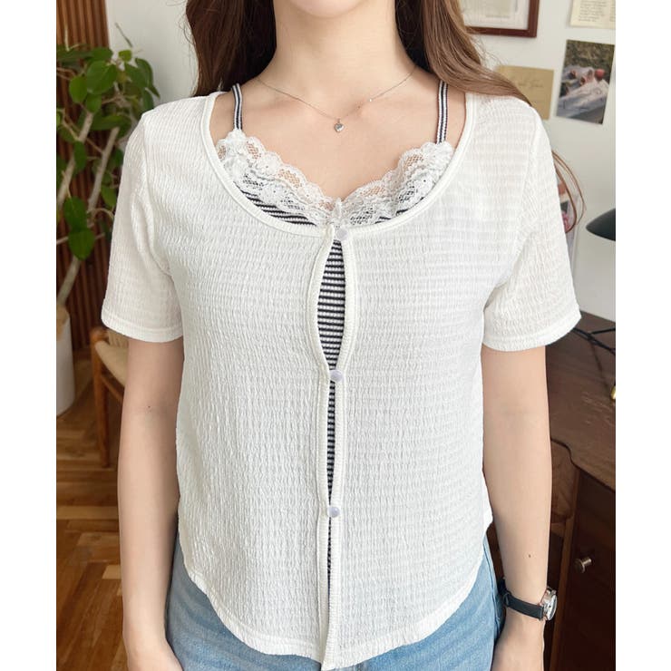 キャミレイヤード風半袖トップス | moment+ | 詳細画像6 