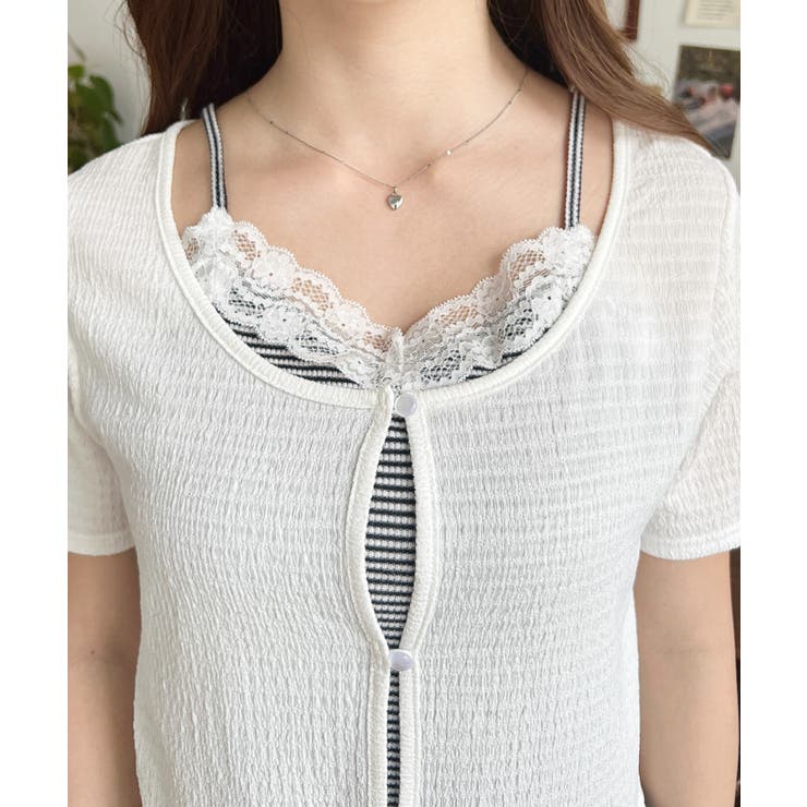 キャミレイヤード風半袖トップス | moment+ | 詳細画像7 