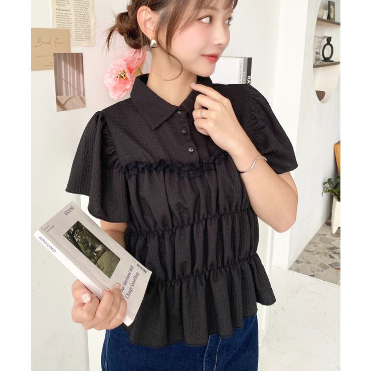 シャーリングビスチェデザインポロシャツ | moment+ | 詳細画像15 