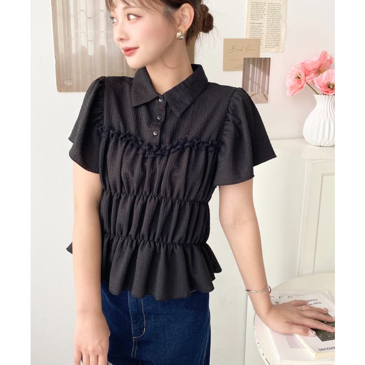 シャーリングビスチェデザインポロシャツ | moment+ | 詳細画像16 